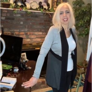 White House Black Market Color Block Open Front Cardigan Size S